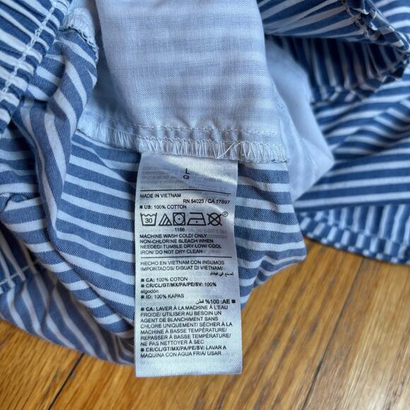Old Navy 100% Cotton Pin Stripe Blue White Sleep Shorts Loungewear Size Large - Picture 7 of 7